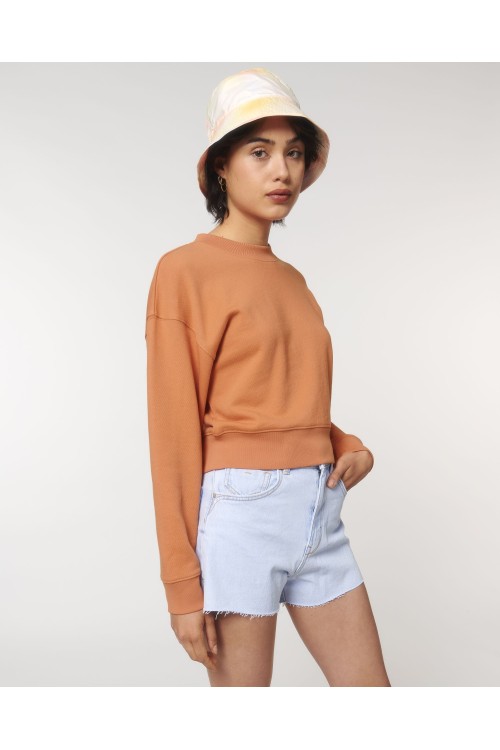 Le sweat-shirt crop à col rond pour femme terry wave