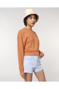 Le sweat-shirt crop à col rond pour femme terry wave