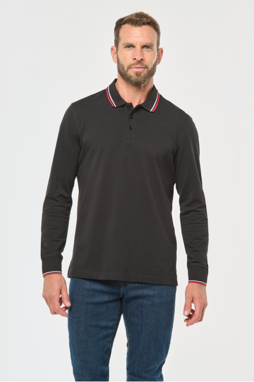 Polo rugby maille piquée manches longues homme