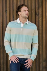 Polo rugby rayé manches longues unisexe