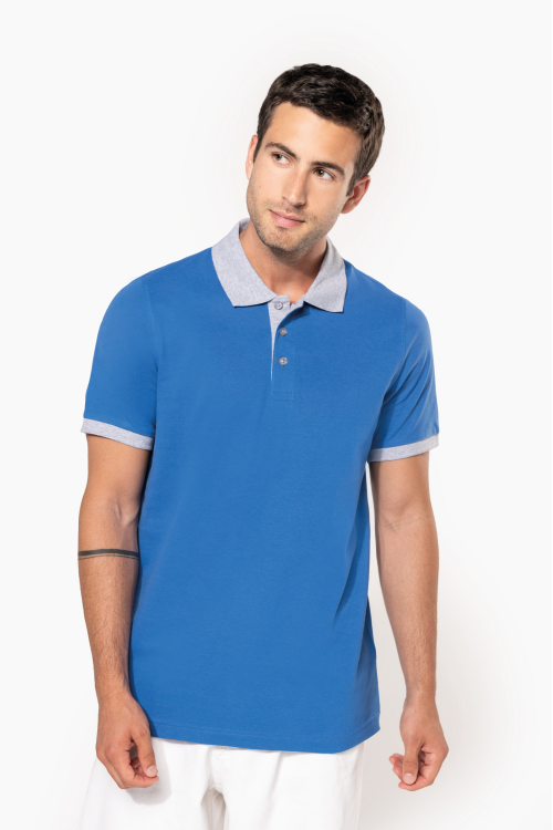 Polo piqué bicolore homme
