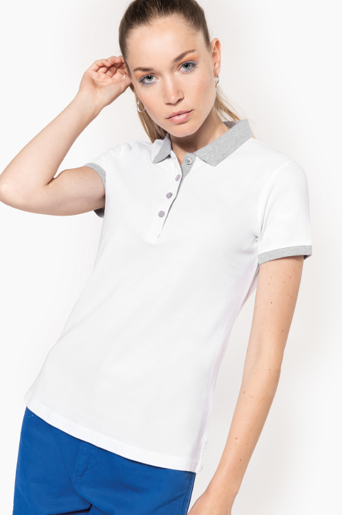 Polo piqué bicolore femme