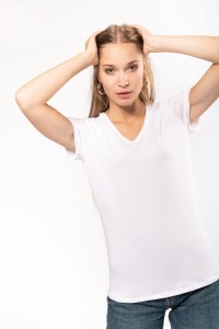 T-shirt col V manches courtes femme