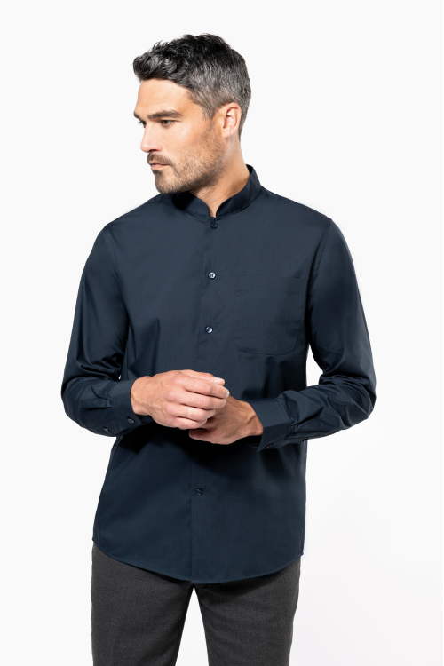 Chemise col mao manches longues