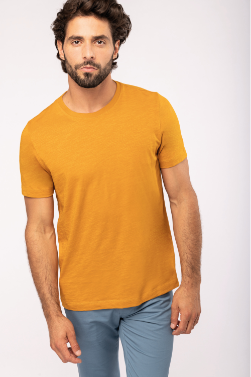 T-shirt slub écoresponsable col rond manches courtes homme - 160 g