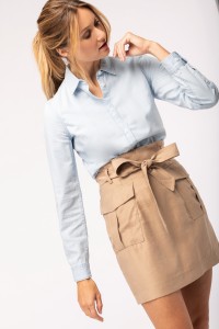 Chemise écoresponsable délavée en coton twill femme