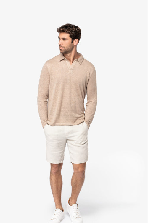 Polo manches longues en lin homme