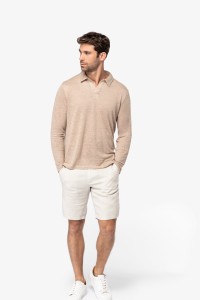 Polo manches longues en lin homme