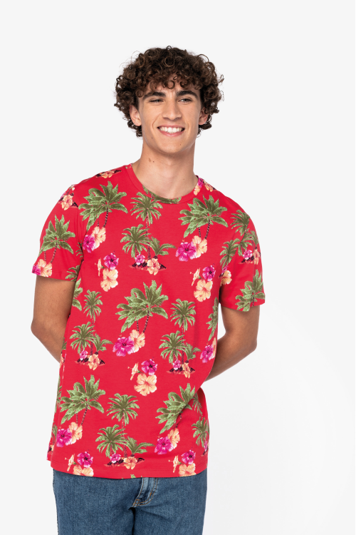 T-shirt imprimé tropical homme
