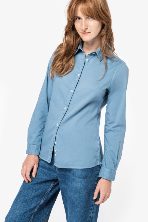 Chemise délavée en coton twill femme