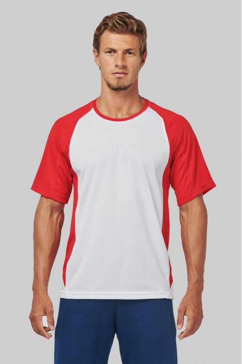 T-shirt de sport bicolore manches courtes unisexe