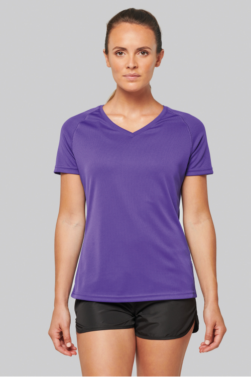 T-shirt de sport manches courtes col v femme