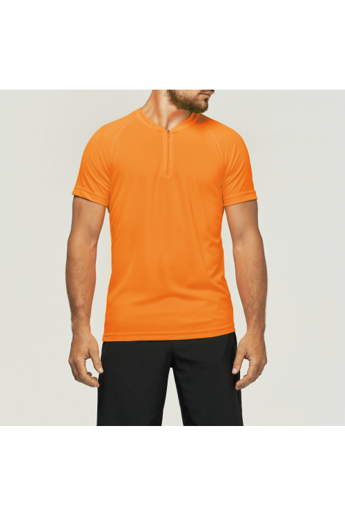 T-shirt 1/4 zip sport manches courtes unisexe