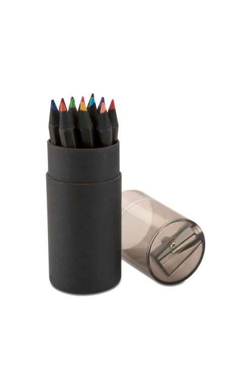12 crayons de couleurs noirs