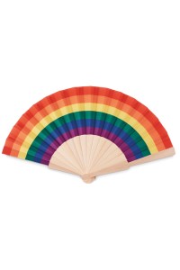 Eventail  en bois arc-en-ciel