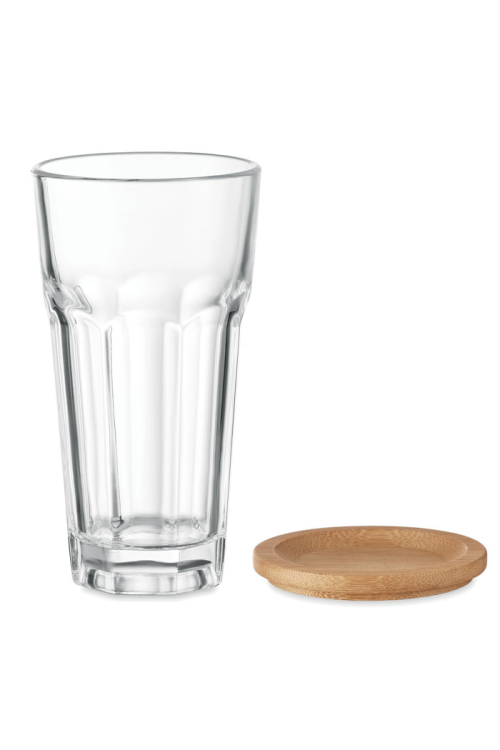 Verre avec couvercle en bambou