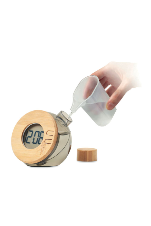 Horloge à eau LCD en bambou