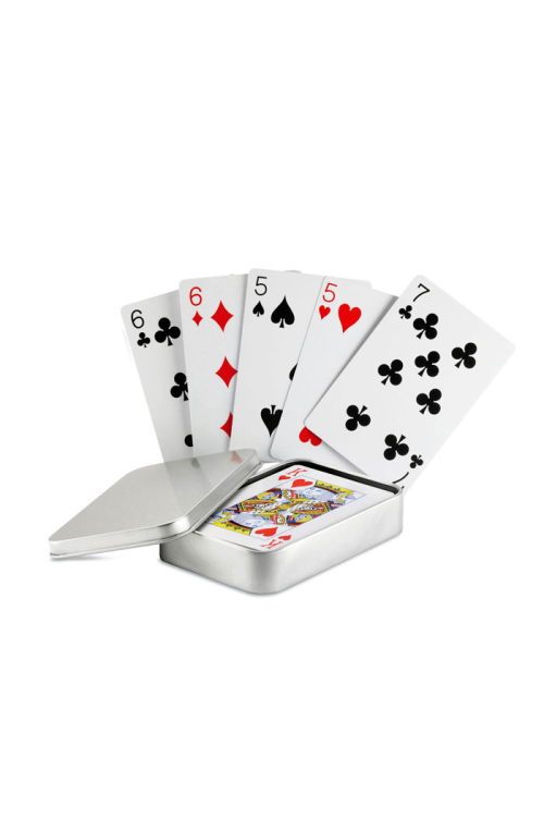Cartes à jouer boîte étain