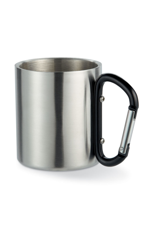 Mug acier et anse mousqueton.